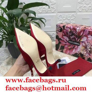 Dolce  &  Gabbana Heel 6.5cm Satin Slingbacks Red with Crystal Bow 2021